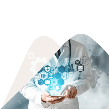 Doctor-using-phone-with-healthcare-icons-overlay