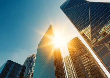Outdoor-shot-of-buildings-at-sunset