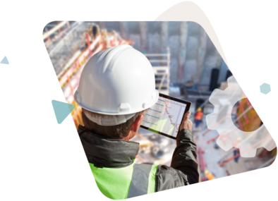 Man in hardhat with tablet