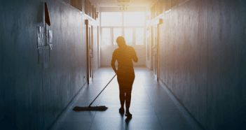 Man Cleaning the Floor