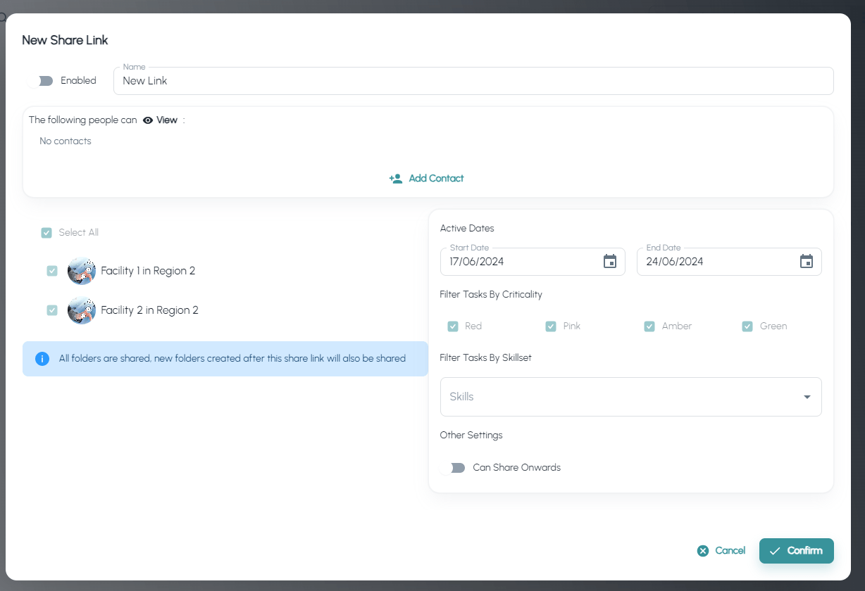 Facilities-iQ-secure-sharing-link-screenshot