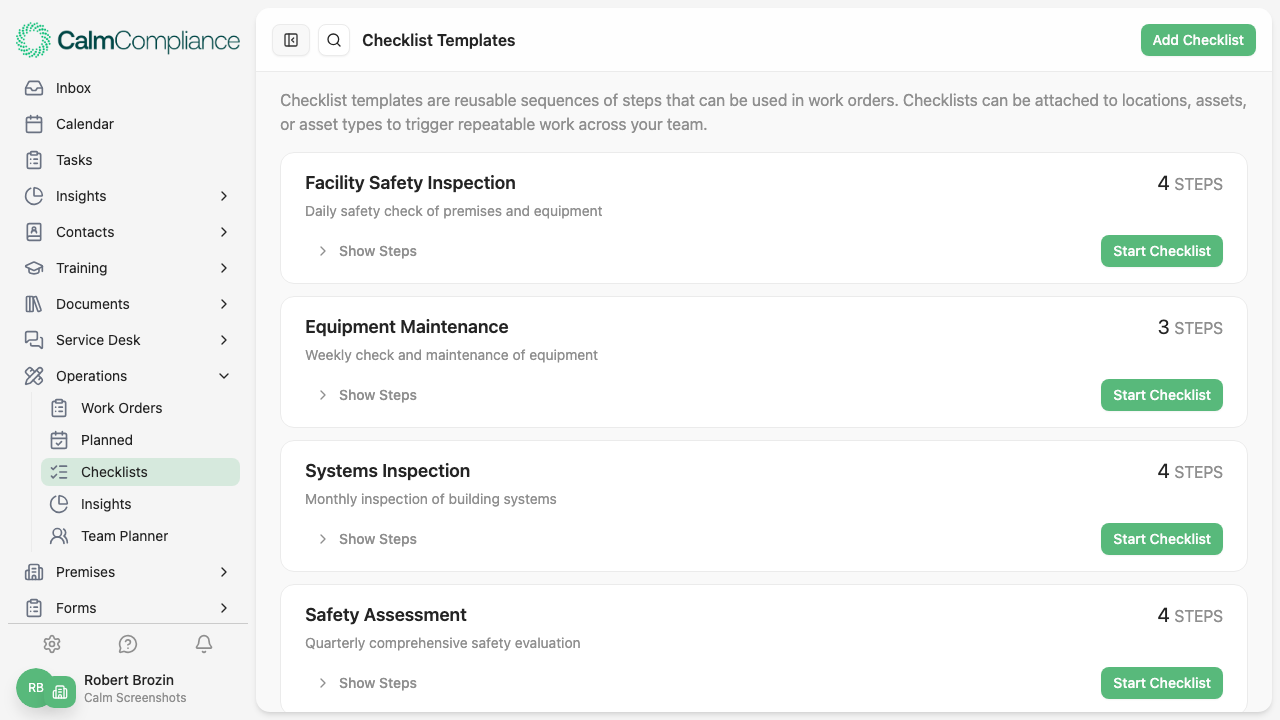 Checklist Templates