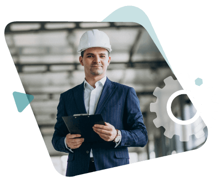 Man in White Safety Hat Holding Clipboard Stands Holding Print Out From SFG20's Preventative Maintenance Software Schedules. Man in White Safety Hat Holding Clipboard Stands Holding Print Out From SFG20's Preventative Maintenance Software Schedules.